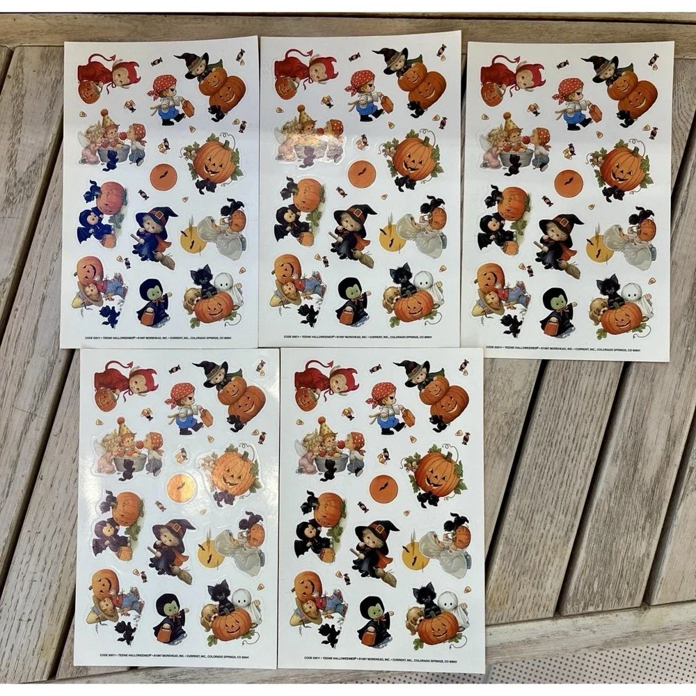 Vintage Stickers Halloween Morehead Teenie Halloweenies  1997 Current Plus Card